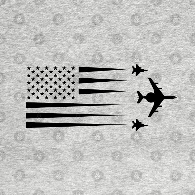 F-15 Eagle E-3 AWACS American Flag Contrail by Dirty Custard Designs 